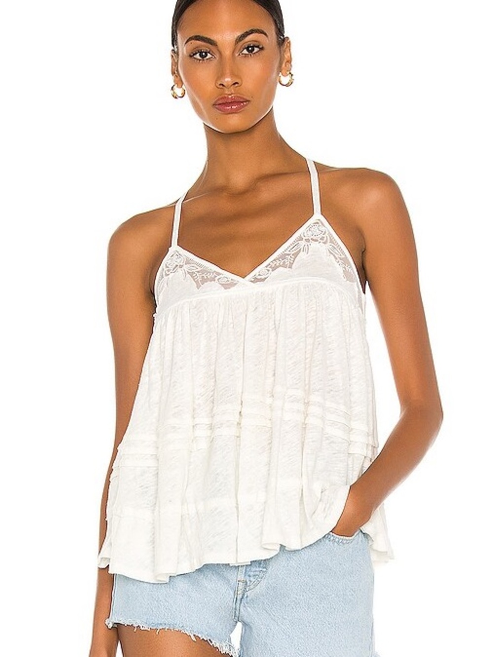 Free People Sweet Pea Tank Top in Ivory.